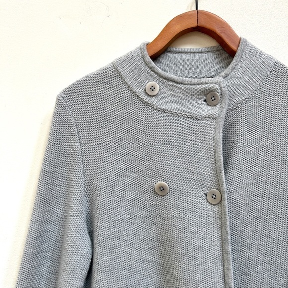 Talbots Lambswool Grey Double Button Up Long Sleeve Cardigan, Size Small Petite - Picture 4 of 11